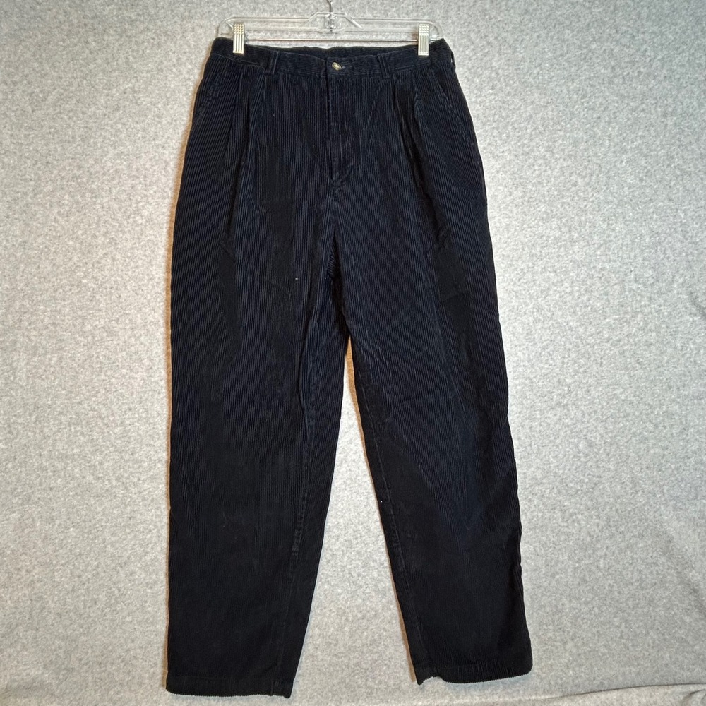 Vintage Haggar Corduroy Pants Mens 32x30 Navy Blue Pleated Front Grandpacore